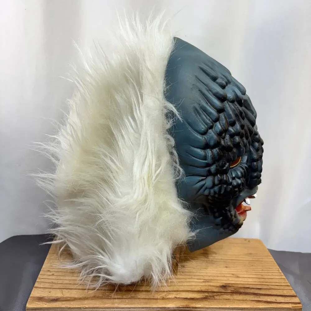 Ghoul Monster Halloween Mask Scaly Diseased Protruding Teeth White Fur Hair